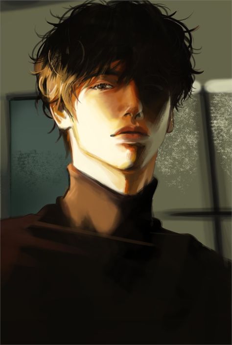 Asian Guy Digital Art, Dark Academia Male Hair, Dark Brown Hair Male Character Art, Brown Haired Man Art, Brown Haired Male Oc, Japan Aesthetic Pfp, Brown Hair Male Character Art, Men Digital Art, Brown Hair Male