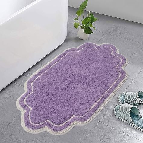 Amazon.com: Home Weavers Allure Collection 100% Cotton Tufted Bathroom Rug, Soft and Absorbent Bath Rugs, Non-Slip Bath Carpet, Machine Wash Dry Bath Mats for Bathroom Floor, 21"x34" Bath Rug, Purple : Home & Kitchen Purple Bath Mat, Luxury Bath Rugs, Purple Bathrooms, Purple Rooms, Bathroom Carpet, Cotton Bath Rug, Trendy Bathroom, Bath Rugs Sets, Solid Color Backgrounds