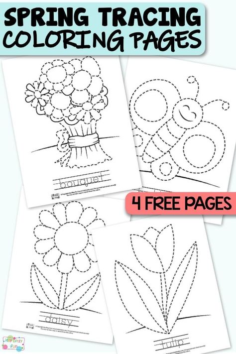 Spring Tracing Coloring Pages for Kids Printable Spring Coloring Pages, Tracing Coloring Pages, Spring Preschool Activities, Spring Worksheet, Spring Kindergarten, Spring Classroom, Spring Coloring Pages, Spring Preschool, Spring Crafts For Kids