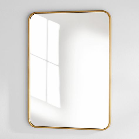 Sabine Metal Rounded Rectangle Wall Mirror Barn Mirror, Rectangle Wall Mirror, Ship Decor, Bathroom Design Inspiration, White Mirror, Wood Wall Mirror, Rounded Rectangle, Classic Wall, Accent Mirror