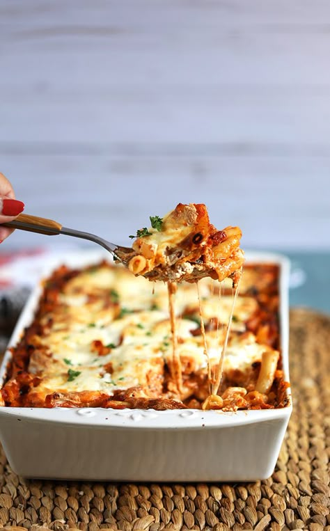 The Very Best Baked Ziti recipe in a white baking dish with a spoonful being scooped out and stretchy melty cheese from thesuburbansoapbox.com The Best Baked Ziti, Best Baked Ziti Recipe, Best Baked Ziti, Rigatoni Bolognese, Easy Baked Ziti, Ziti Recipe, Baked Rigatoni, Ziti Recipes, Baked Ziti Recipe