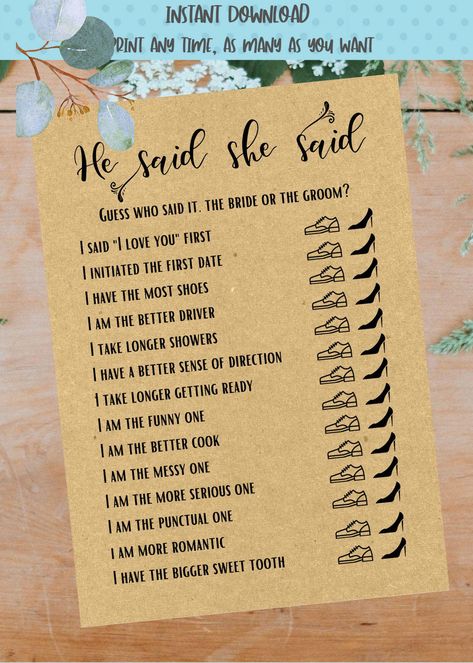 Brunch Games, Bridal Shower Games Printable, Groom Party, Bridal Shower Inspo, Fun Bridal Shower Games, Bridal Shower Activities, Couples Bridal Shower, Couple Wedding Shower, Bridal Shower Planning