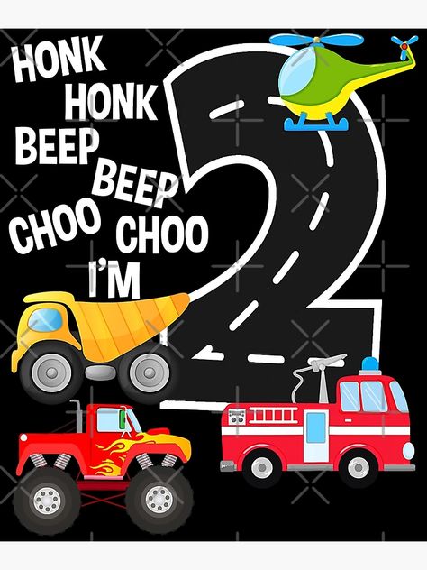 "Trucks 2nd Birthday Party Toddler I'm 2 Year Old Bday" Art Print for Sale by MalloWilli | Redbubble Truck And Car Birthday Party, Birthday Theme For 2 Year Boy, 2nd Birthday Vehicle Theme, 2nd Birthday Activities Toddlers, Birthday 2 Year Boy, Two Boy Birthday Theme, Transportation Party Ideas, Trucks 2nd Birthday Party, 2nd Birthday Party For Boys Themes