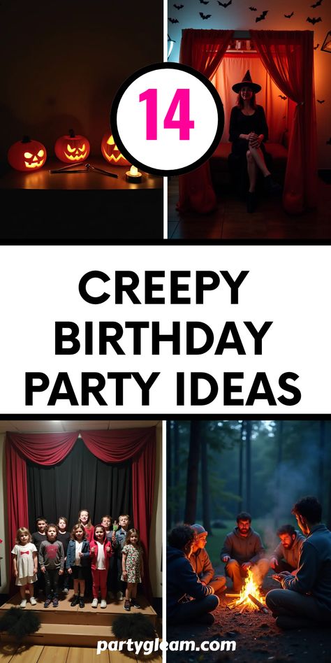 Get ready for a birthday celebration that your friends will never forget! Here are 14 horror themed birthday party ideas packed with spooky fun. From setting up a thrilling pumpkin carving station and a ghostly photo booth to hosting a creepy costume contest and spine-chilling story time, this list has it all. Whether you're looking to set a scary atmosphere or just want a unique twist on your festivities, these ideas will inspire every ghoul and ghost to join the terrifyingly awesome fun. Plan the perfect haunted celebration now! 40th Halloween Birthday Party Ideas, Pumpkin Carving Station, Horror Themed Birthday Party, Happy Birthday Gothic, Creepy Birthday, Eyeball Cake Pops, Fall Birthday Cakes, Creepy Costume, Halloween Themed Snacks