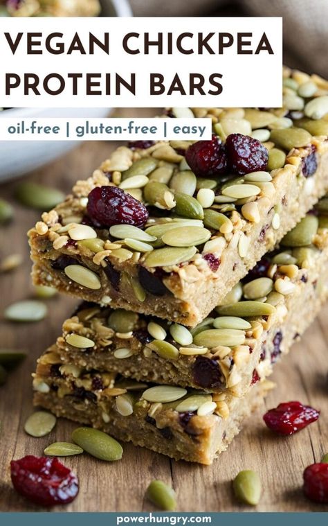 The best, and easiest vegan chickpea protein bars! Gluten-free & oil-free, they're delicious, customizable & perfect for powering your day! #veganprotein #vegan #glutenfree #proteinbars #plantbased #plantbasedprotein #proteinsnack #proteinrecipe #highprotein #plantprotein #plantbasedprotein #garbanzobeans #wfpb #wfpbno #easyrecipe #healthysnack #diyproteinbars Sugar Free Protein Bars, Chickpea Protein, Diy Protein Bars, Chickpeas Protein, Vegan Protein Bars, Vegan Chickpea, Protein Bar Recipes, Vegan Bar, Chick Pea