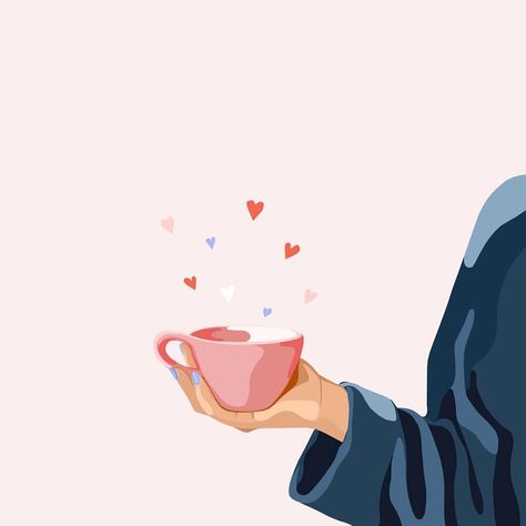 Coffee Illustration, Contour Drawing, Art And Illustration, Drawing Tutorials, Girly Art, Coffee Art, الرسومات اللطيفة, Cute Illustration, Motion Design