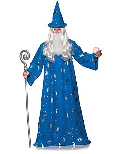 Celestial Wizard, Wizard Robe, Blue Wizard, Wizard Robes, Wizard Costume, Full Length Robe, Celestial Print, Plus Size Costume, Unique Costumes