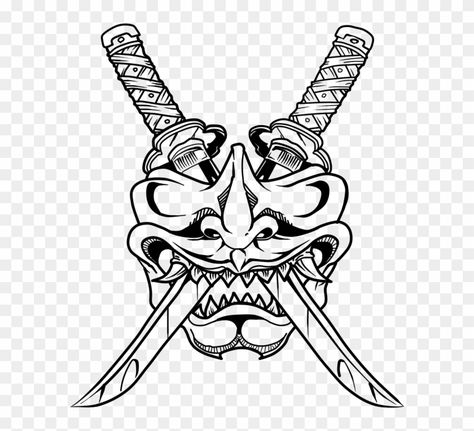 Cool Png Images, Simple Samurai Drawing, Simple Oni Mask Tattoo, Oni Samurai Tattoo, Samurai Mask Drawing, Japanese Mask Meaning, Samurai Maske Tattoo, Oni Drawing, Oni Mask Drawing