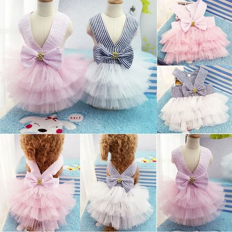 Puppy Wedding, Princess Dress Pink, Dog Tutu Dress, Bowknot Dress, Dog Tutu, Puppy Costume, Strap Skirt, Cute Dog Clothes, Princess Dog