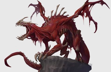 Blood Dragon, Tooth Wu on ArtStation at https://www.artstation.com/artwork/qAo3n2 Tooth Wu, Dragon Tooth, Blood Dragon, Arte Zombie, Monster Artwork, Mythical Monsters, Fantasy Demon, Beast Creature, Rpg Map