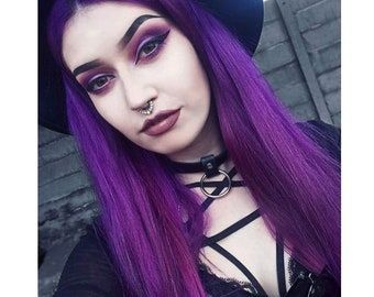 Black Purple Ombre, Synthetic Human, Purple Goth, Goth Hair, Purple Wig, Wig Straight, Dark Violet, Halloween Wigs, Hair Color Purple