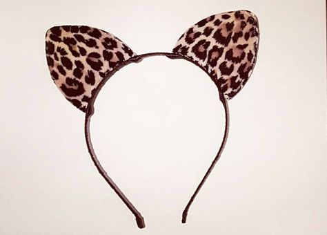 Sexy Leopard Print Cat Ears Headband - Handmade Item - Festival Accessory Brown Cat Ears And Tail, Whimsical Adjustable Cat Ears Headband, Leopard Ears Headband, Black Novelty Cat Ears Headband, Leopard Ears, Cat Ears Hat, Cat Ears Headband, Leopard Cat, Cat Mask