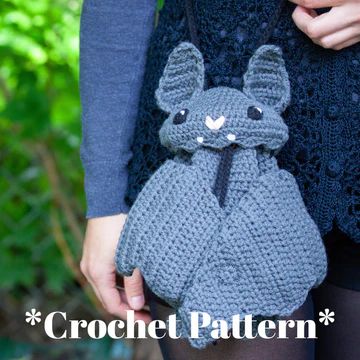 Brookes Imaginings Alt Crafts, Crochet Bat, Crossbody Bag Pattern, Bag Pattern Free, Halloween Crochet Patterns, Crochet Shop, Crochet Design Pattern, Cute Bat, Fun Crochet Projects