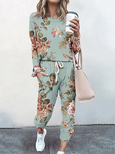 Women Boho Plain Formal Evening Going out Two Piece Set Shirt Pant Puff Sleeve Tops 2021 - US $38.99 Fashion Joggers Women, Basic Streetwear, Graphic Print Shirt, Tracksuit Pants, Shirt Pant Set, Dressy Blouse, Womens Basic, Women Shirts Blouse, Casual Sets