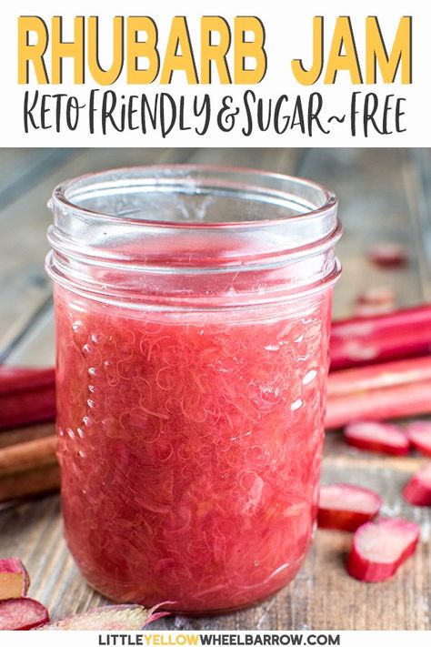 How to Make the Most Amazing Rhubarb Jam Without Sugar Sugar Free Rhubarb Jam, Keto Jam, Rhubarb Jam Recipes, Homemade Jams, Keto Breakfasts, Sugar Free Jam, Keto Kitchen, Rhubarb Jam, Freezer Jam