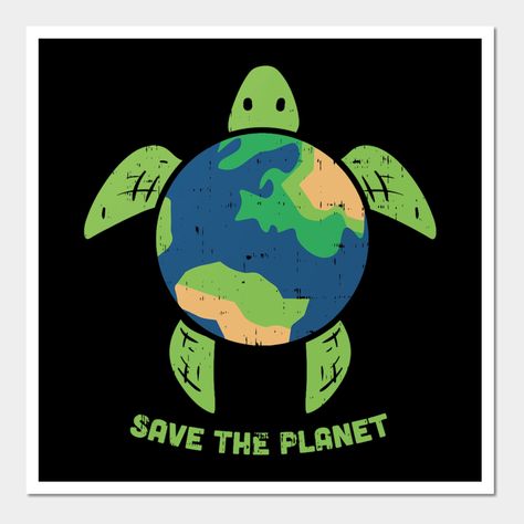 Save The Planet Earth Day Environment Turtle Recycle Ocean T Shirt -- Choose from our vast selection of art prints and posters to match with your desired size to make the perfect print or poster. Pick your favorite: Movies, TV Shows, Art, and so much more! Available in mini, small, medium, large, and extra-large depending on the design. For men, women, and children. Perfect for decoration. Day Planet Earth, Save The Ocean Drawing, Saving The Earth Poster, Earth Day Posters Ideas, Day Of Planet Earth, Save Planet Earth Posters, Planet Vs Plastic Poster, Save The Planet Drawing, Save The Environment Poster