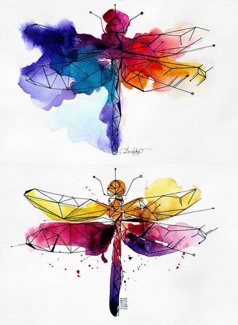 designed by #dushky? #art #illustration #design #tattoo #dragonfly #watercolour #insect #rainbow Insect Gcse Art, Insects Gcse Art, Rainbow Dragonfly Tattoo, Gcse Art Sketchbook Insects, Watercolour Insects, Fibonacci Spiral Tattoo, Ks3 Art, Spiral Tattoos, Dragonfly Tattoo Design