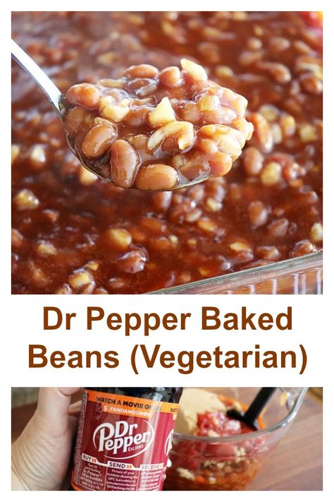 Dr Pepper Baked Beans, Vegetarian Baked Beans, Baked Bean Recipes, Vegetarian Bake, Vegetarian Recipe, Healthy Sides, Dr Pepper, Baked Beans, Bean Recipes