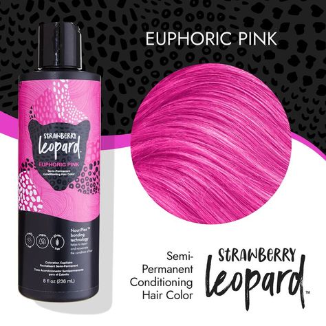 Strawberry Leopard Euphoric Pink Semi Permanent Conditioning Hair Color | Semi Permanent Hair Color | Sally Beauty Strawberry Hair Color, Strawberry Leopard, Hair Dryer Organizer, Hair Dye Brands, Hair Salon Business, Conditioning Hair, Strawberry Hair, Pink Dye, Leopard Hair