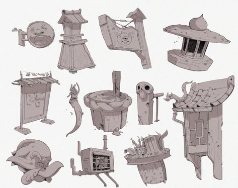 ArtStation - Prop dev 👺👺, Germán Reina Concept Art Gallery, Direction Illustration, Props Concept, Bg Design, Props Art, Drone Design, Drawing Examples, Visual Identity Design, Portfolio Inspiration