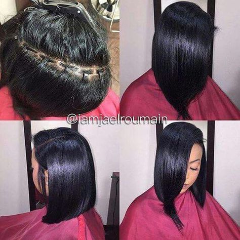 Hair Extensions Bob, Braidless Sew In, Pelo Afro, Sew Ins, Fuller Hair, Girls Braids, Hairstyle Gallery, Relaxed Hair, Sew In