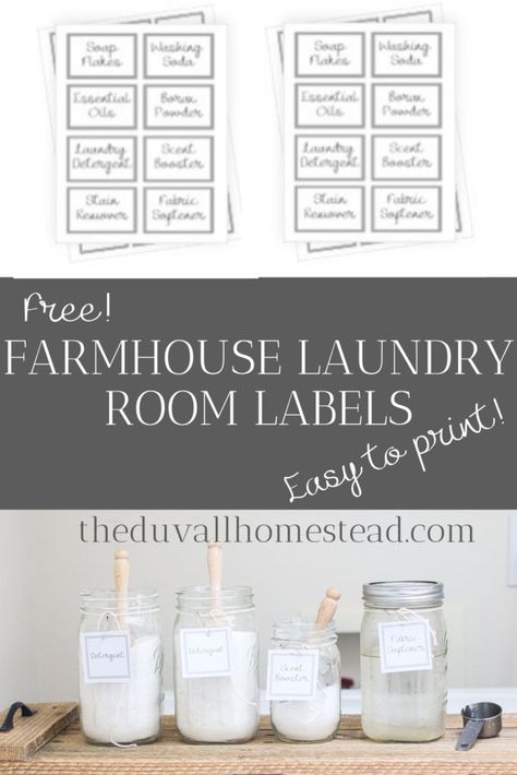 Farmhouse Organization, Room Makeover On A Budget, Simple Farmhouse Decor, Laundry Room Printables, Essential Oils For Laundry, Tiny Laundry, Laundy Room, Diy Farmhouse Decoration, Laundry Labels