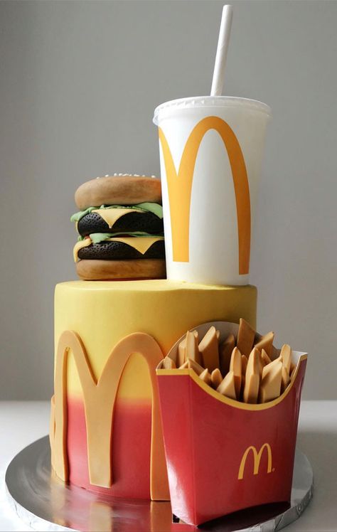 cheese burger McDonald's cake, McDonald's cake, McDonalds cake, mcdonalds cake ideas, mcdonalds cake design, McDonald's birthday cake, McDonald's themed cake, mcdonalds birthday cake Mcdonalds Cake, Crispy Fries, Freddy 3, Crispy Fry, Winter Cake, Cheese Burger, Halloween Cupcakes, Halloween Cakes, Theme Wedding