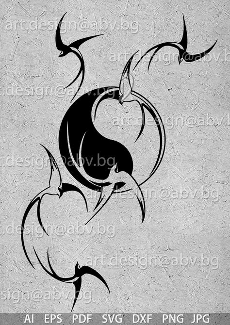 Yin Yang Bird Tattoo, Stipling Drawings, Tatto Koi, Swallow Bird Tattoos, Ying Yang Tattoo, Digital Art Software, Art Fil, Shampoo Design, Yin Yang Designs