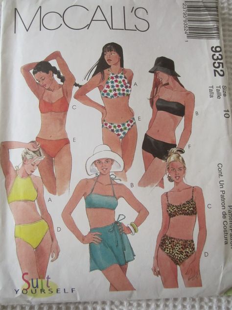 Monkey House Jam: 9352 Wrap Skirt Sewing Pattern, Sewing Swimwear, Wrap Bathing Suit, Skirt Coverup, Swimsuit Pattern, Mccalls Sewing Patterns, Skirt Patterns Sewing, Two Piece Swimsuit, Sewing Skirts