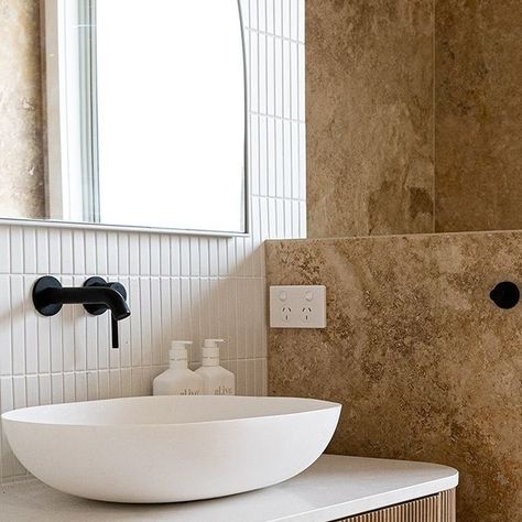 Architectural Designer Products on Instagram: "Love love love! ⁠ This bathroom design by @sharp.projects sure does tick all the boxes ✅⁠ ⁠ Loving the warmth and texture used throughout the whole space, featuring our Waverley curved vanity in Prime Oak 🤍⁠ ⁠ #adpbathrooms" Warm Neutral Bathroom, Curved Vanity, Prime Oak, Architectural Designer, Neutral Bathroom, Designer Products, Love Love Love, Love Love, Instagram A