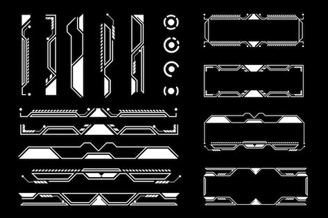 Vector futuristic sci fi interface eleme... | Premium Vector #Freepik #vector Sci Fi Texture, Sci Fi Pattern, Sci Fi Graphic Design, Sci Fi Interface, Futuristic Sci Fi, Geometric Tattoo Pattern, 80s Sci Fi, Sci Fi Aesthetic, Gaming Graphics