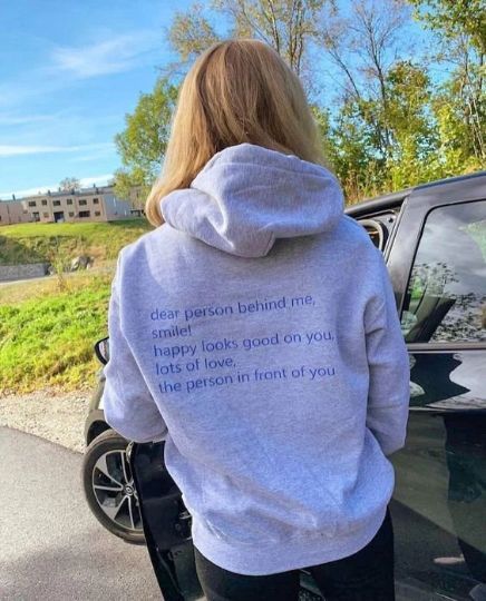 Dear Person Behind Me, Smile! Happy Looks Good On You, Lots Of Love, The Person In Front Of You | Oversized Hoodie | Aesthetic Hoodie Dear Person Behind Me, Hoodie Aesthetic, T Shirt Crop Top, Aesthetic Hoodie, Streetwear Sweatshirt, You're Beautiful, Love T Shirt, Mid Length Dresses, Mongolia