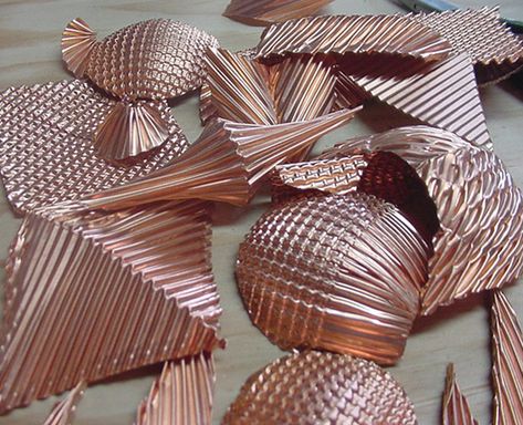 Fold Forming, Copper Work, Metal Shaping, Copper Crafts, Metal Embossing, Metal Forming, Etched Copper, Metalsmithing Jewelry, Copper Art