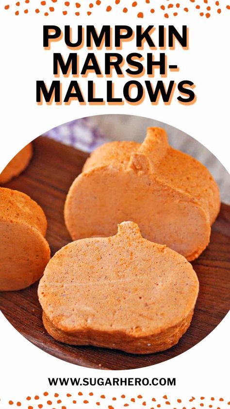 These homemade pumpkin marshmallows are the ultimate fall treat! Flavored with real pumpkin and fall spices, these fluffy marshmallows melt in your mouth. A fun DIY recipe for both kids and adults. #sugarhero #pumpkinspice #homemademarshmallows #marshmallows #halloween Easy Sugar Cookie Dough, Easy Microwave Fudge, Homemade Marshmallow Recipe, Raspberry Mousse Cake, Gourmet Marshmallow, Flavored Marshmallows, Microwave Fudge, Peppermint Marshmallows, Pie Pumpkin