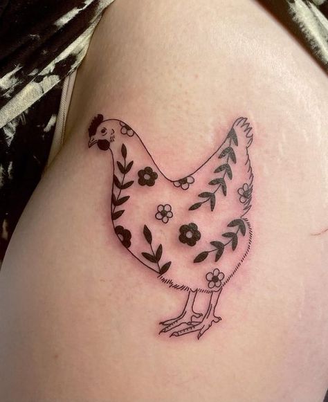 lou belton on Instagram: "sweet floral chicken 🥰🐓🌼" Hen Tattoo, Cowboy Boot Tattoo, Floral Chicken, Chicken Tattoo, Vine Tattoos, Subtle Tattoos, Dream Tattoos, Earrings Inspiration, Mom Tattoos