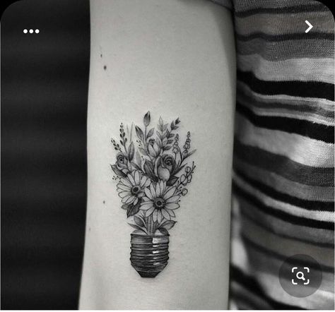 Lightbulb Tattoo, Floral Tattoo Sleeve, Calf Tattoo, Dainty Tattoos, Sunflower Tattoo, Skin Art, Couple Tattoos, Piercing Tattoo, Unique Tattoos