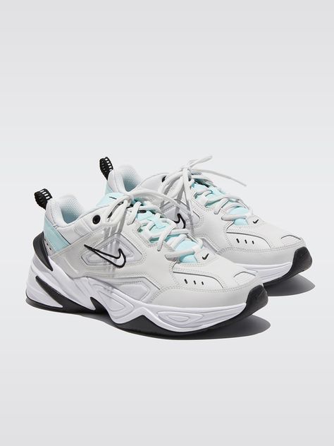 NIKE Women's M2k Tekno Platinum tint/White-teal tint-black PERFORMANCE SNEAKERS Nike Mk2 Tekno, Nike M2k, All Nike Shoes, Dad Sneakers, Adidas Girl, Swag Shoes, Sneaker Collection, Custom Shoes, Sports Bras