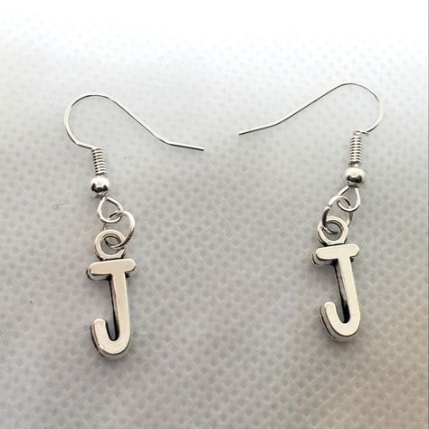 New Initial Earrings: J Silver Metal Letter Charm: Approx: 3/8in X 1/4in Hypoallergenic Hardware Bundle And Save J Initial, Metal Letter, Initial Earrings, School Things, Letter Charm, Metal Letters, Letter J, Letter Charms, New Color