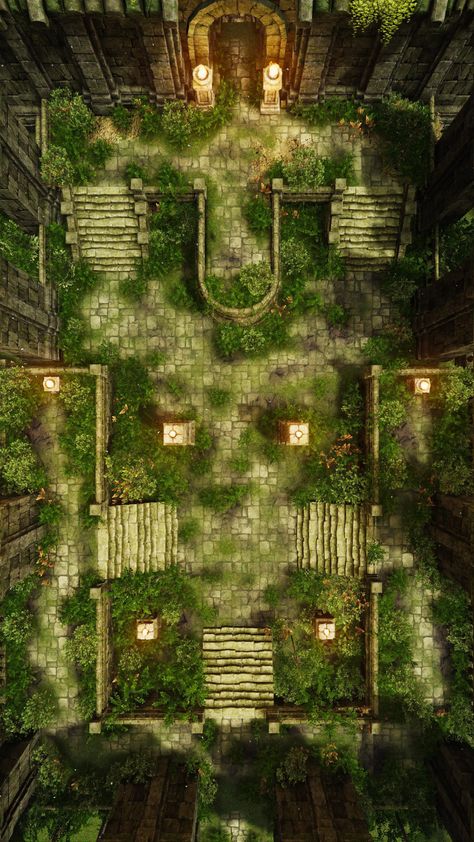 Underground Temple Battlemap, Temple Rpg, D&d Dungeon Map, Dnd Temple, Overgrown Temple, Dnd Places, Battlemaps Dnd, Fantasy City Map, Dnd World Map