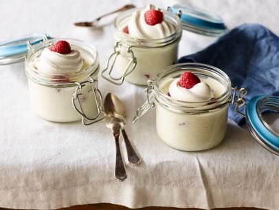 Lemon-Vanilla Bean Posset with Raspberries Millet Pudding, Posset Recipe, Soya Drink, Lemon Posset, Pudding Dessert, Forest Fruits, Raspberry Recipes, Fresh Raspberries, Summer Dessert Recipes