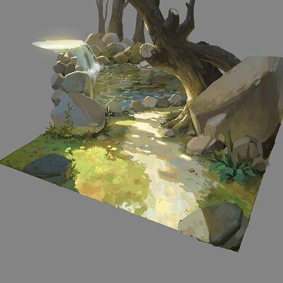 Digital Painting Study, Digital Environment Art, Environment Study Reference, Digital Art Environment, Lighting Reference Environment, Background Study Reference, Background Art Tutorial, 3d Environment Concept Art, Fantasy Landscape Concept Art