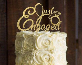 Engagement Cake Topper Glitter Cake Topper We're by JackOfNone Just Engaged Cake, Engaged Cake, Engagement Party Cake, Communion Cake Topper, Bridal Shower Cake Topper, Engagement Cake Toppers, Engagement Decor, Engagement Dinner, Graduation Cake Toppers