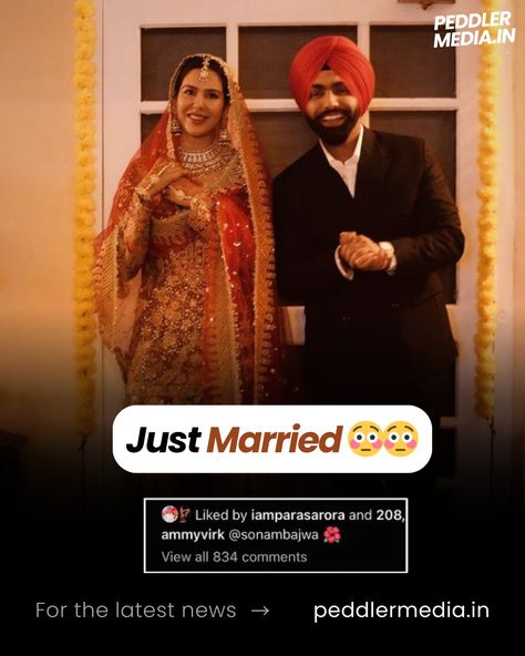 Sonam And Ammy Drops Cryptic Post with No Caption 😳😳 Are they married or is it just a Promotion 😳😳 #AmmyVirk #SonamBajwa Follow @peddlermedia for more. ✨ Ammy Virk, News Update, Just Married, Promotion, Media, On Instagram, Instagram