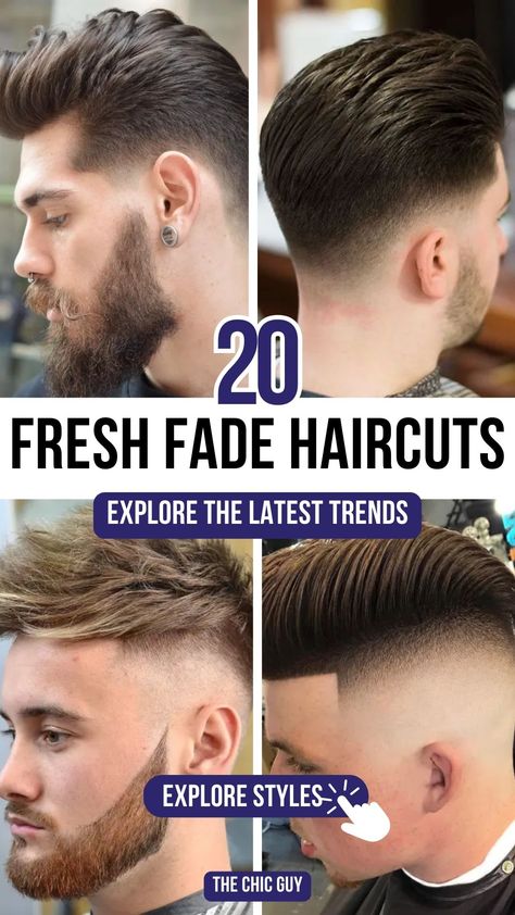 Popular Fade Haircuts for Men: Top Styles to Try in 2024 Best Haircut For Men 2024, Low Fade Long Top, High Fade Haircut Mens, Men Crew Cut, Low Fade Haircut Men's, Fade Long On Top, Hard Part Fade, Medium Fade Haircut, Boys Fade Haircut