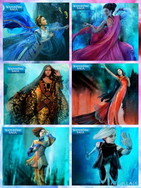 Six mermaids, all from distant seas. They must unite in order to defeat the monster Abaddon in the fantastic book series, the Waterfire Saga! Listed from top left to bottom right is Serafina, Neela, Ava, Ling, Becca, and Astrid. Waterfire Saga, Dark Tide, Rogue Wave, Mermaid Books, Character Fanart, Mermaid Stuff, Fan Girl, A Teen, Post Apocalyptic