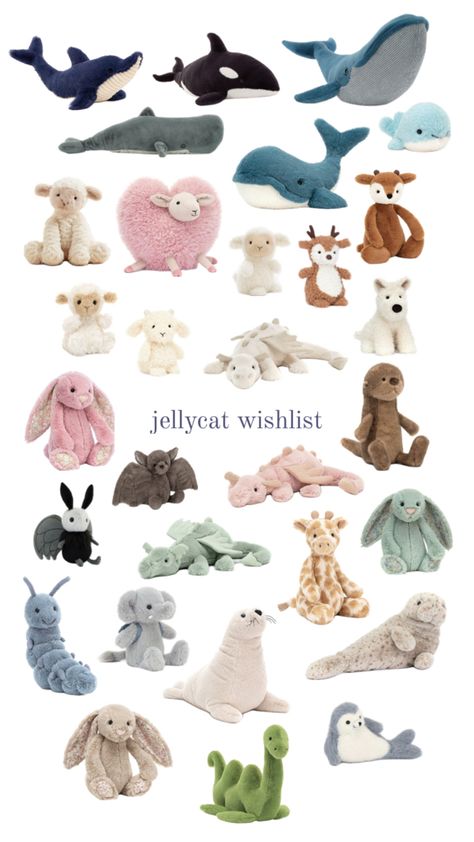 tags // plush, plushies, jellycat, aesthetic, cute, whale, ocean, deer, sheep, dragon Jellycat Aesthetic, Whale Plush, Alexa & Katie, Jelly Cat, Jellycat Stuffed Animals, Cute Whale, School Bag Essentials, Cute Gifts For Friends, Cute Whales