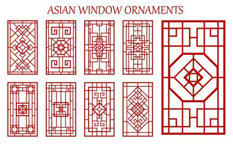 Asian Window, Chinese Lattice, Window Ornaments, Antique Window, Neo Tokyo, Japan Art, Red Frame, Wood Decor, Chinese Art