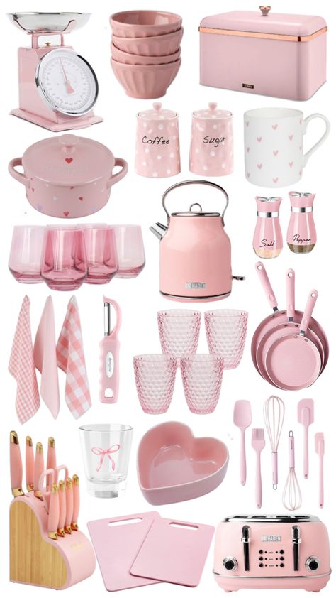 Pink Kitchen Accessories, Pink Kitchen Utensils, Pink Utensils, Pink Apartment, Kitchen Pink, Girly Apartments, Girly Apartment Decor, Pink Lifestyle, Future Apartment Decor