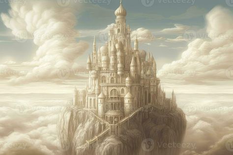 heavenly kingdom surrounded clouds . AI Generated Fantasy Citadel, Sky Kingdom, Celestial Kingdom, Cloud Kingdom, Ice Princess, Free Vectors, Images Photos, Mood Board, Vector Free