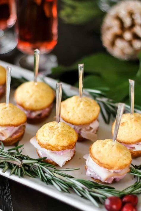 Mini Muffin Appetizers Party Sandwiches - Celebrations at Home Muffin Appetizers, Mini Muffin Appetizers, Cranberry Cream Cheese Spread, Best Christmas Appetizers, Appetizer Sandwiches, Christmas Appetizers Party, Holiday Appetizers Recipes, Mini Appetizers, Christmas Recipes Appetizers